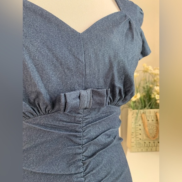 Like new! Stop Staring Denim Dress - Pin Up Style Sheath MIDI Dress - Picture 8 of 14